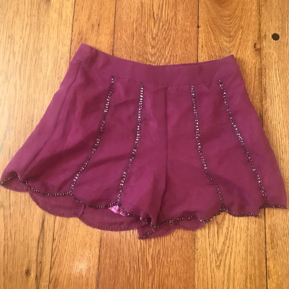 Burgundy Sequin Shorts